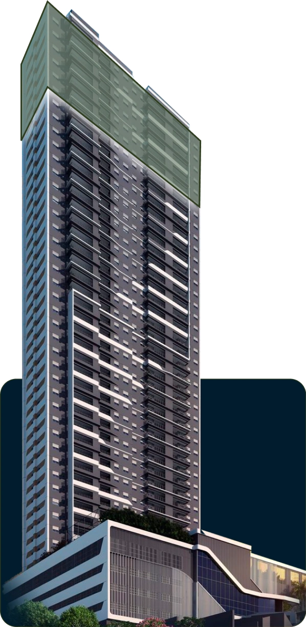 Torre do Dom Parque com destaque no 37 ao 45 pavimento