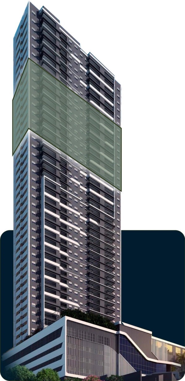 Torre do Dom Parque com destaque no 28 ao 34 pavimento
