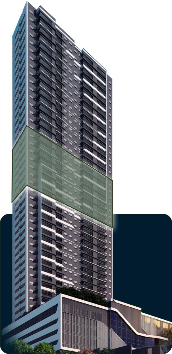 Torre do Dom Parque com destaque no 19 ao 25 pavimento