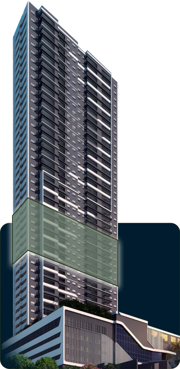 Torre do Dom Parque com destaque no 10 ao 16 pavimento