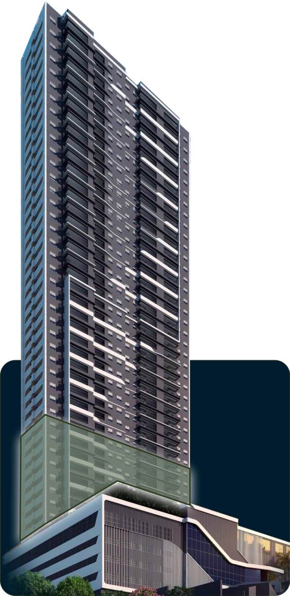 Torre do Dom Parque com destaque no 1 ao 7 pavimento